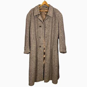 Vintage McGregor Wool Overcoat Mens Long Tweed Coat Belted Herringbone Jacket